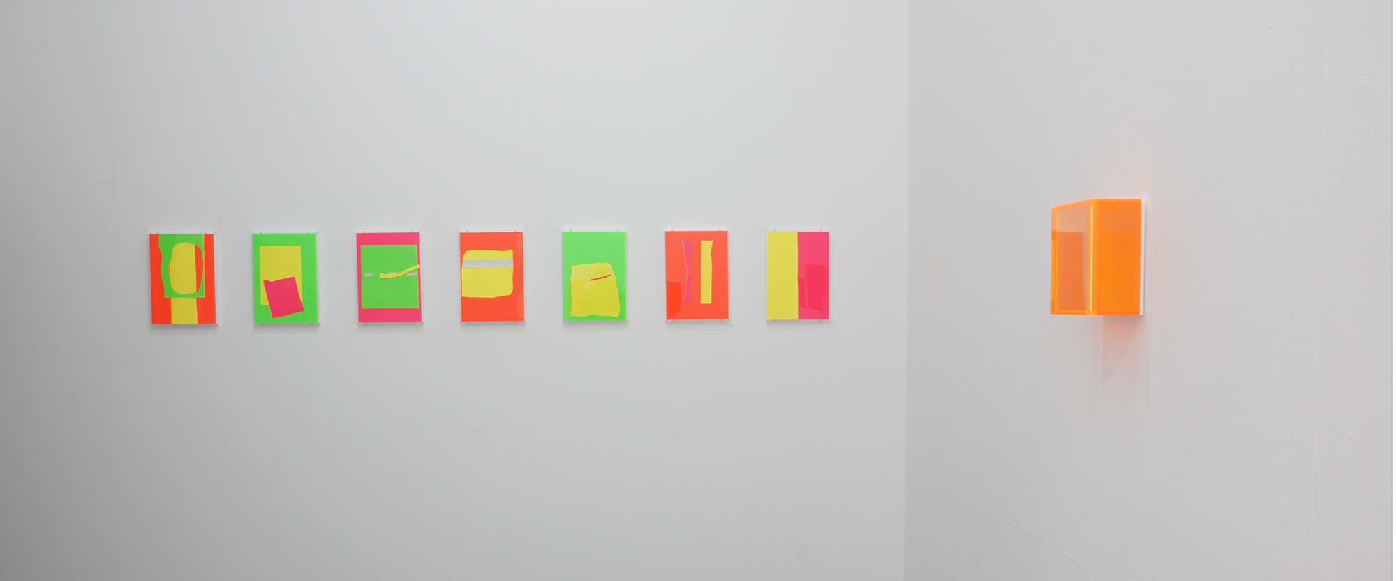 Ausstellungsansicht "Fluoridescent", Regine Schumann - Bill Thompson, Galerie Renate Bender 2020