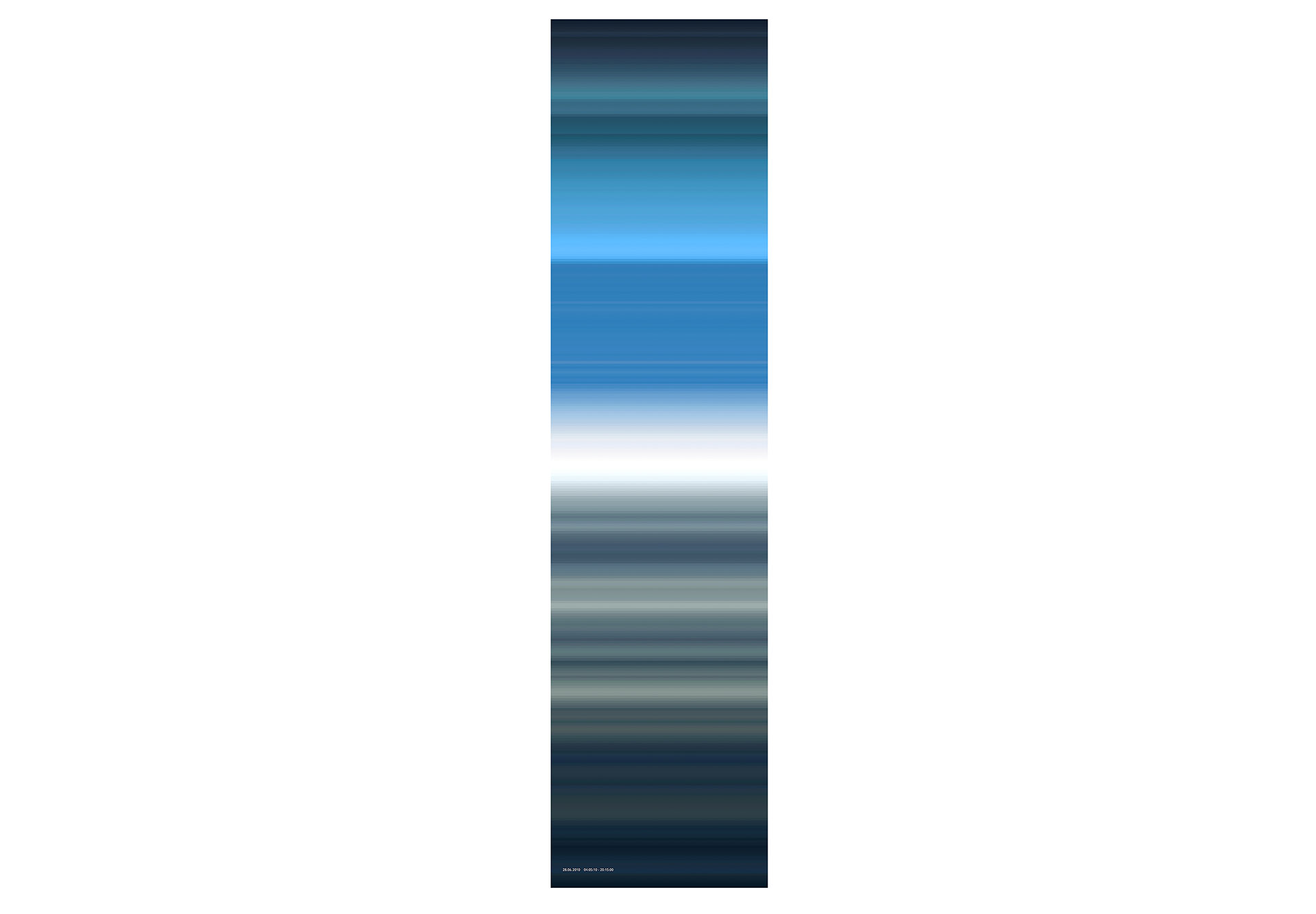 blau, unendlich 2018/35 - 28.07.2010 - 04:05:10 - 20:15:00, Giclée Druck auf Hahnemühle Photo Gloss 260g, auf Aluminium, Acrylglas, 1/3, 45 x 180 cm