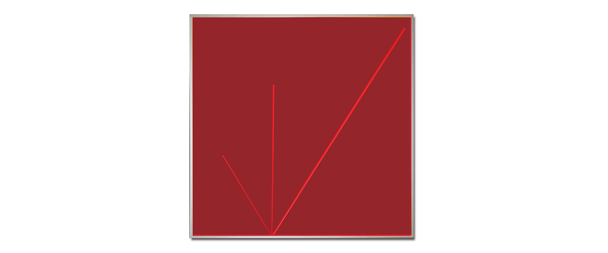 "Progressiv nach rechts" - 2020, Acrylglas rot, fluoreszierend, Auflage 3 + 1 A.P., 1 PT, 50 x 50 x 0,3 cm
