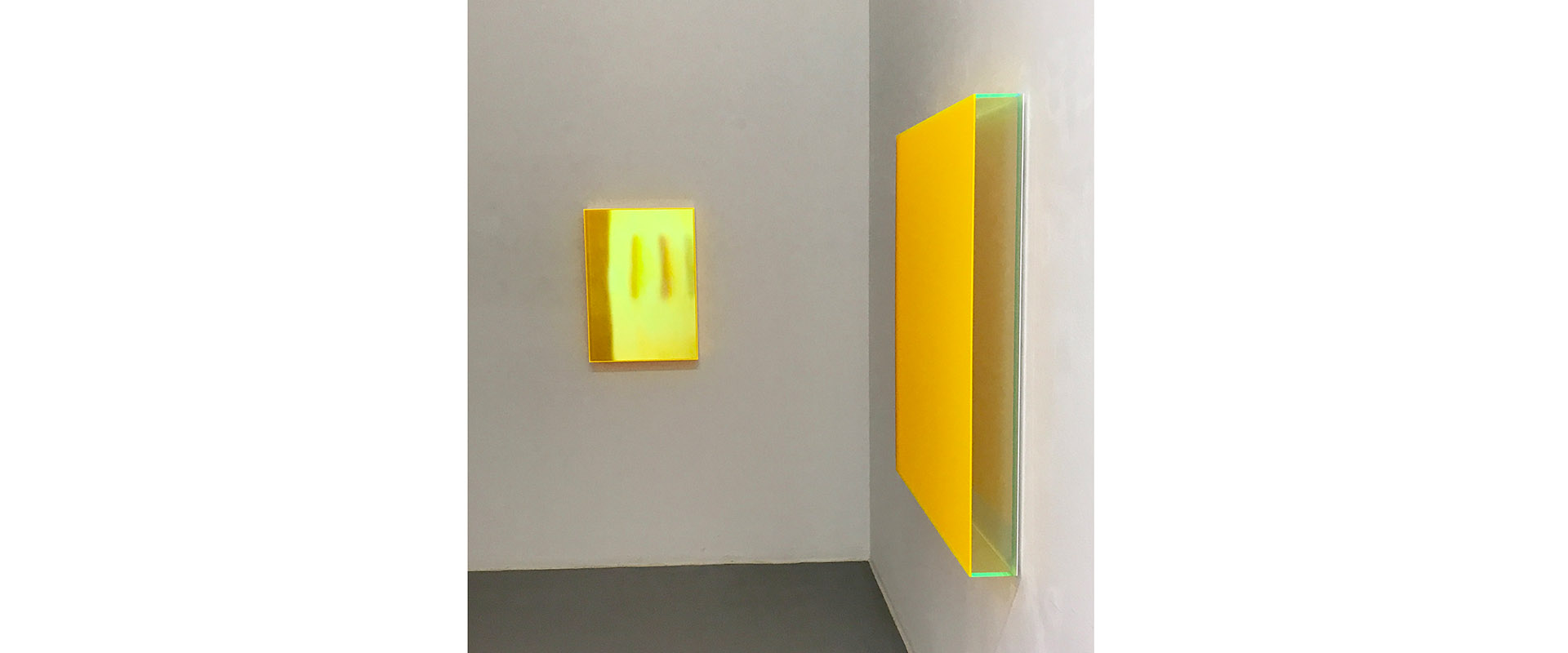 Ausstellungsansicht "High Frequencies". Regine Schumann - Jus Juchtmans, Galerie Renate Bender 2018