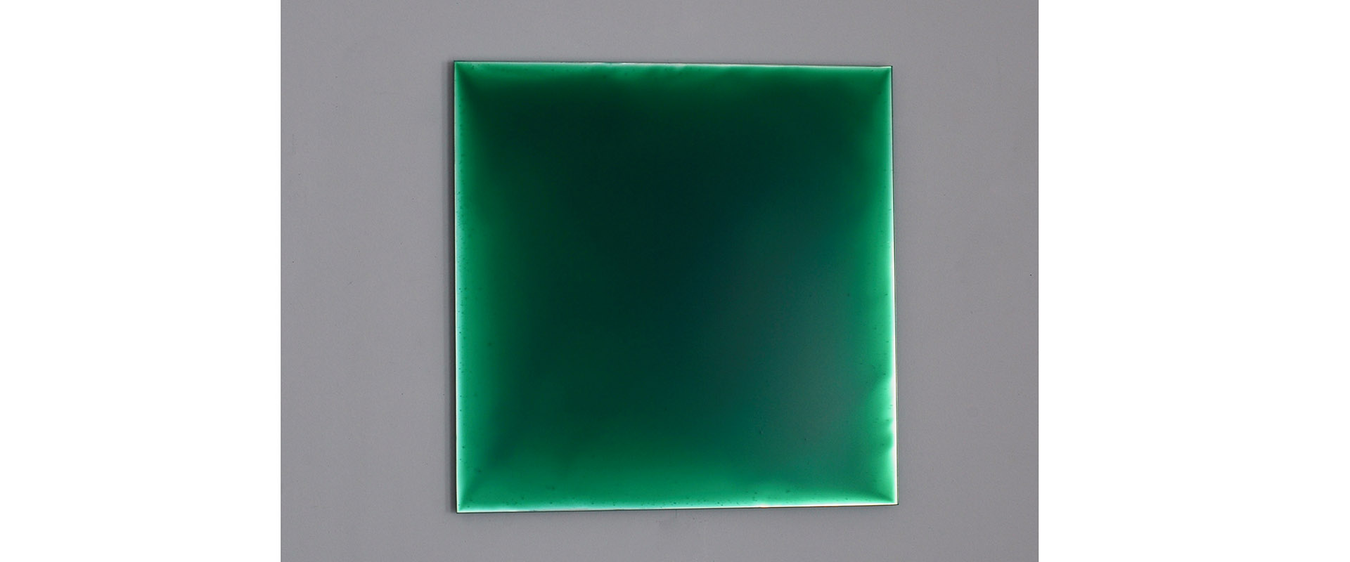 NUMEN #III-BLAU-GRÜN XI - 2020, Pigment, Lack auf verspiegeltem Glas, 30 x 30 cm