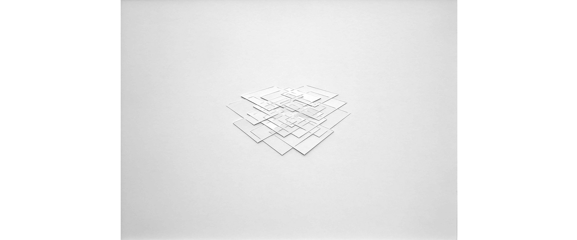 Franz Riedl, Raumverteilung I - 2020, Papierrelief, Karton geschnitten, gerahmt, 34 x 47 cm