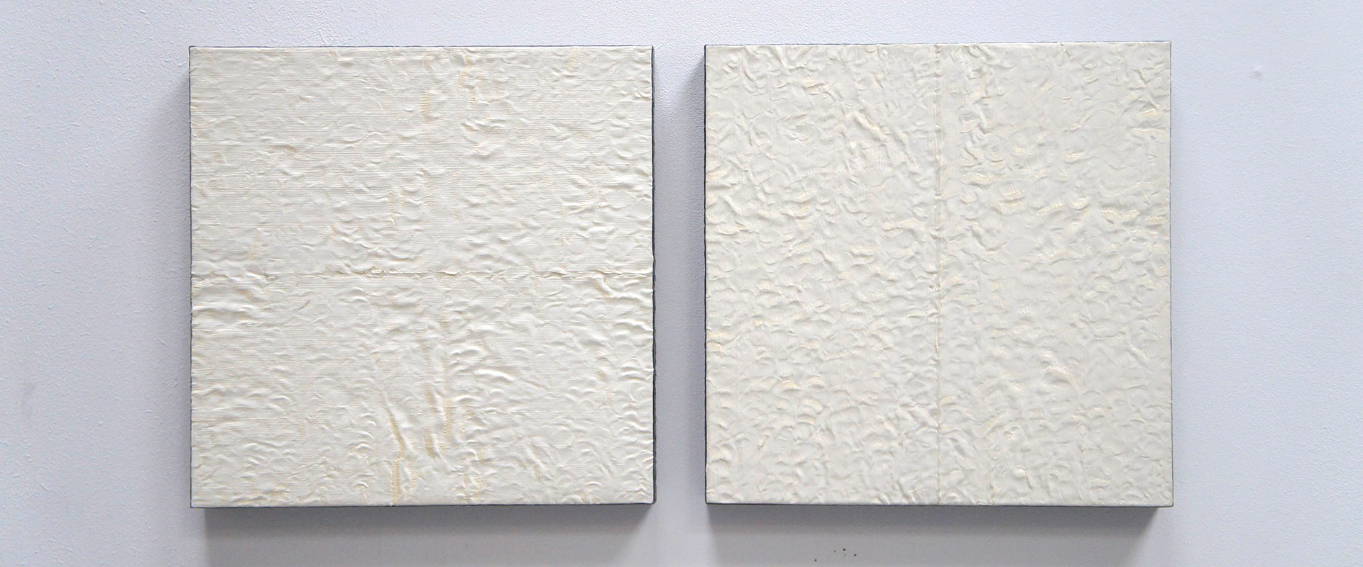 Stretched Lead Squares - 1992, Ölfarbe, Blei, Leinen und Holz, 45 x 95 cm