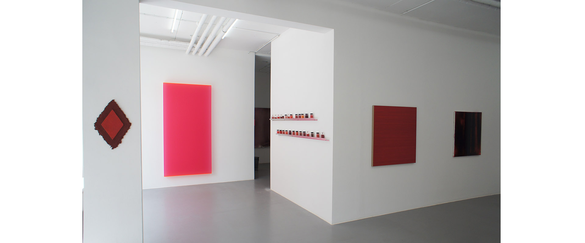 Ausstellungsansicht "Fifty Shades of Red", Galerie Renate Bender 2016