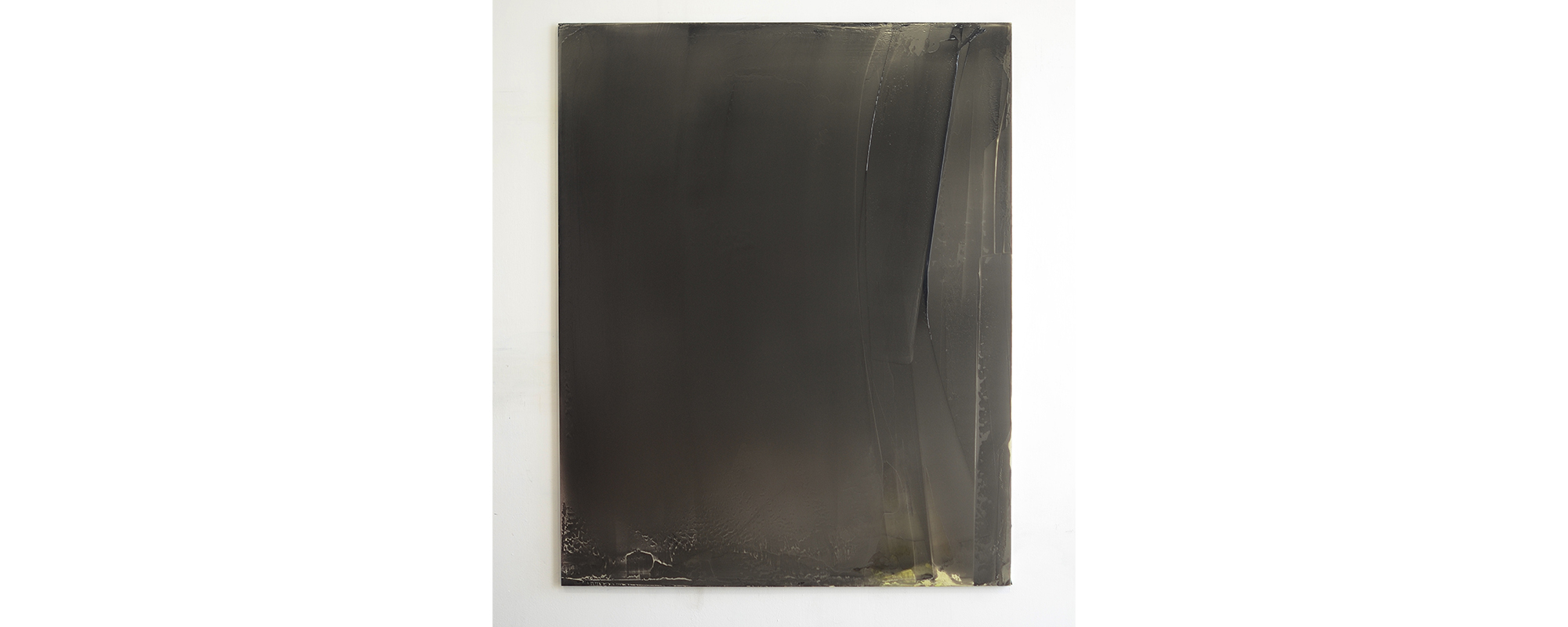Bone Black, Graphite, Aluminum Powder – 2017, Kremer Pigmente, Acryl, Polyurethan auf Aluminiumverbundplatte, Rahmen aus eloxiertem Aluminium, 150 x 120 cm