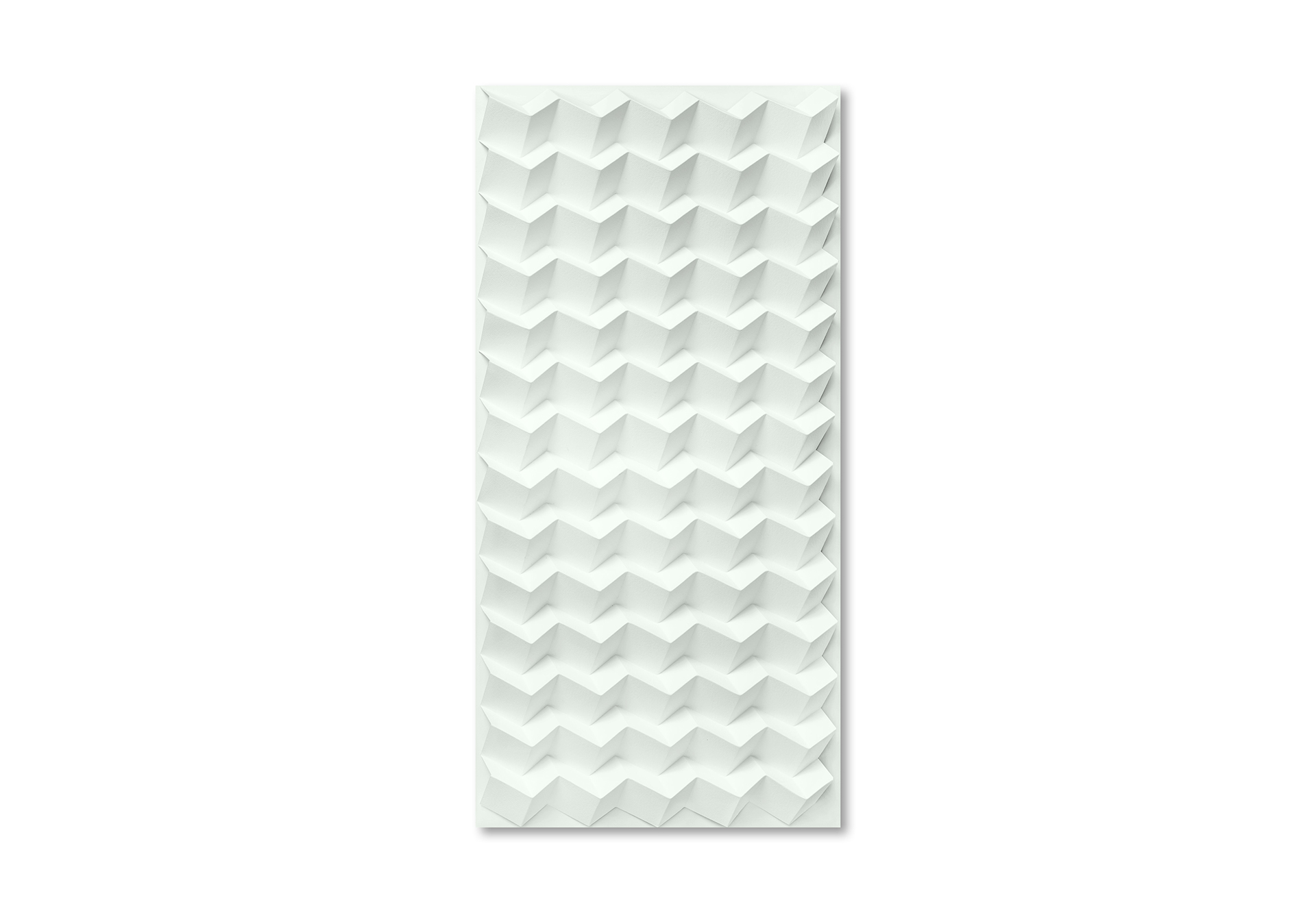 "Horizontale Struktur (isomorph)" – 2022, Fabriano Bütten 640g/qm, gefaltet, Acrylglashaube, 145 x 71 x 8 cm