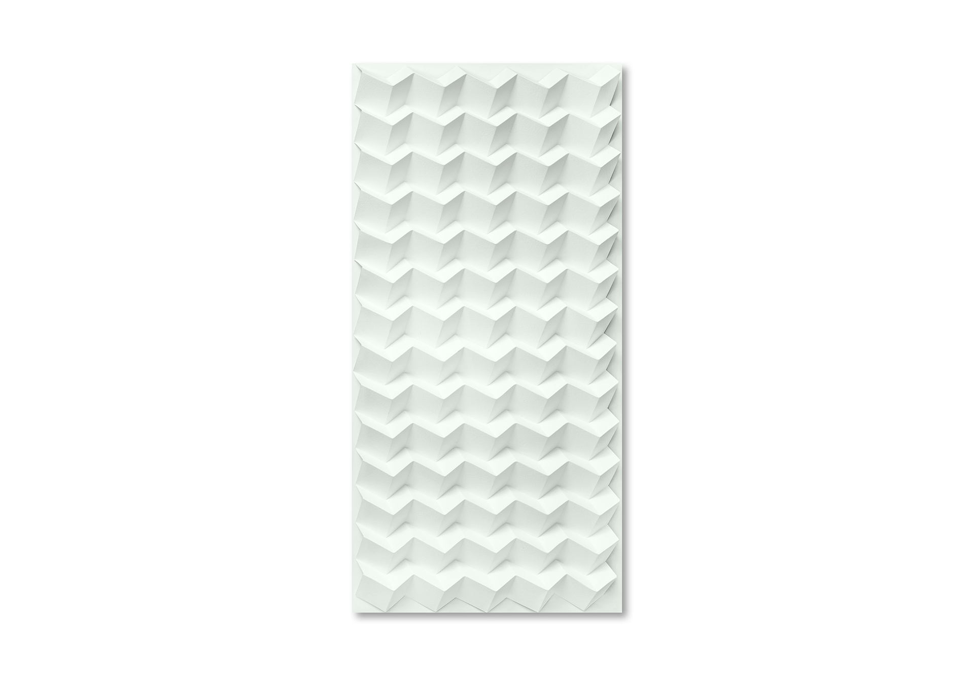 "Horizontale Struktur (isomorph)" – 2022, Fabriano Bütten 640g/qm, gefaltet, Acrylglashaube, 145 x 71 x 8 cm