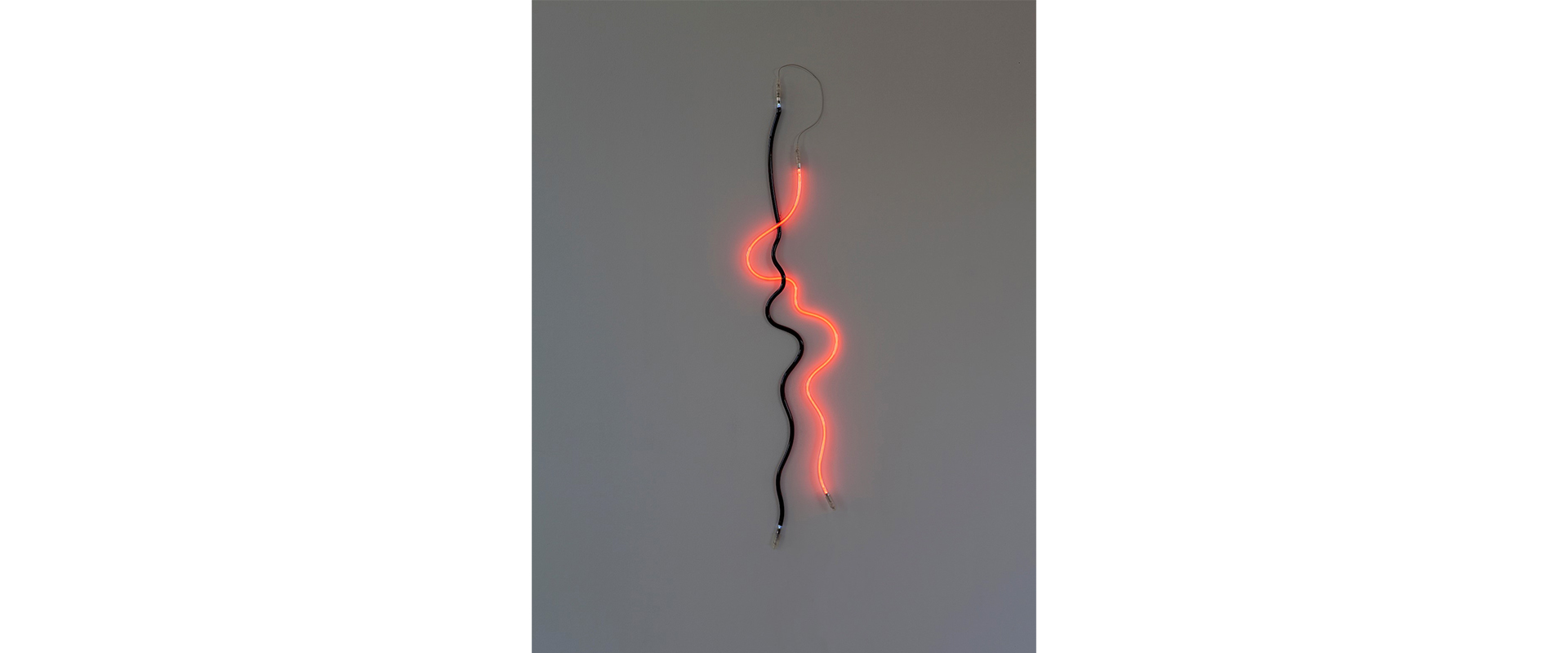 Hanging Brainwave - 2012, schwarzes und transparentes Glas, Argon, Neon, Transformator, 160 x 30 cm