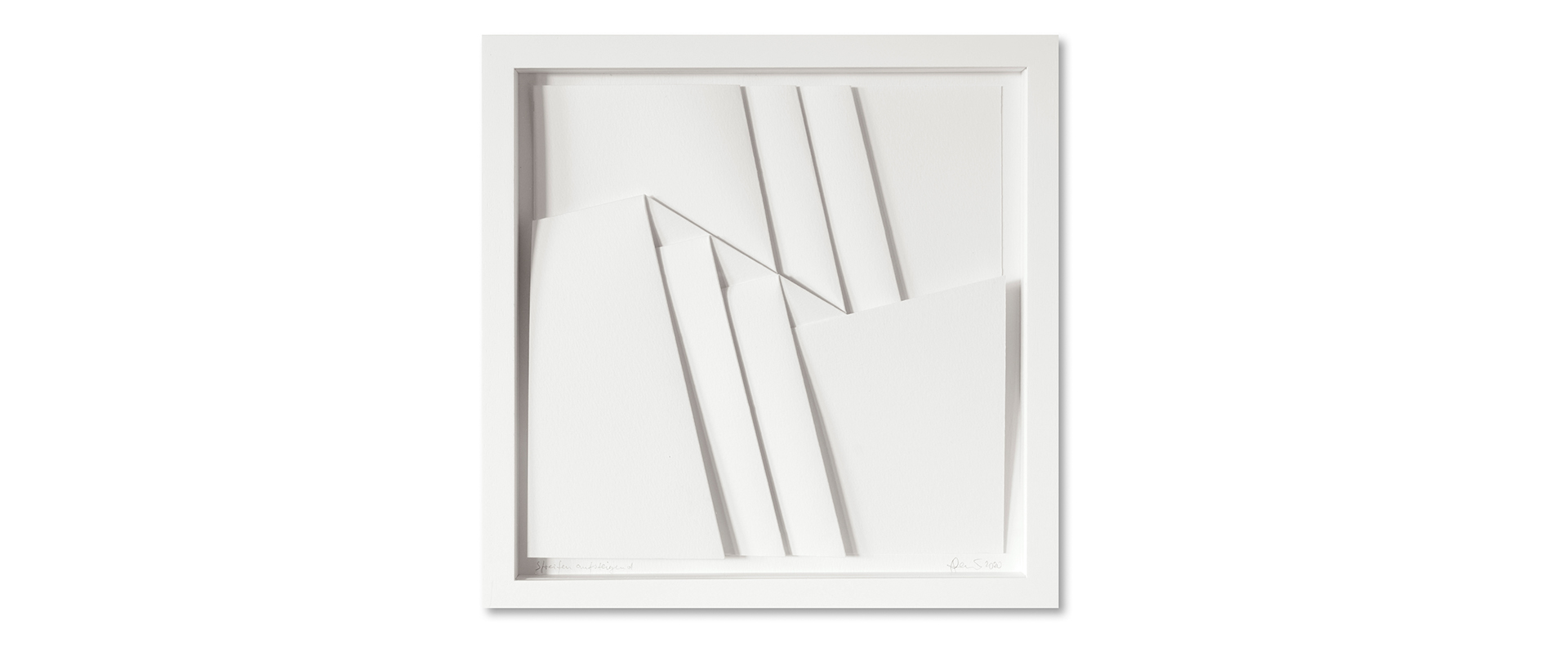 Peter Weber, Streifen aufsteigend – 2020, Canson Aquarellkarton, gefaltet, gerahmt, 30 x 30 cm