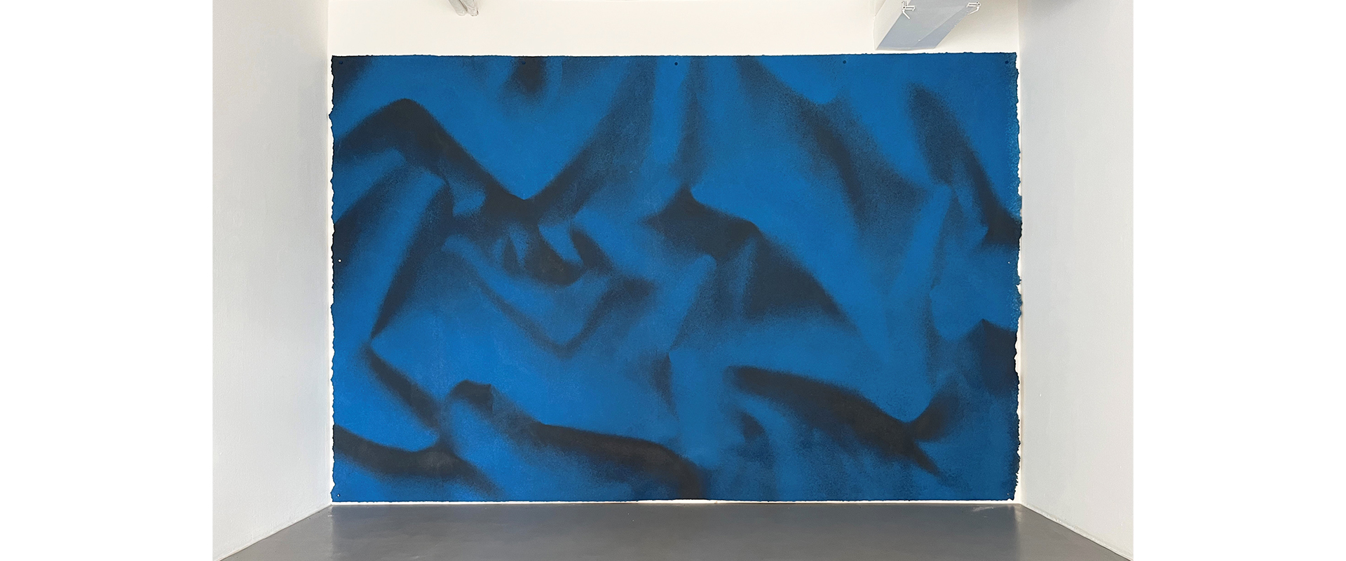 Raphael Grotthuss, 470x310_18082022 – 2022, gesprühte Hanf-Fasern, Pigment, 470 x 310 cm