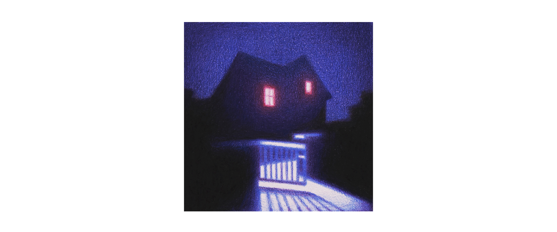 Steffen Kern, „House and Fence Gate“ – 2022, Farbstift auf Papier, 10 x 10 cm