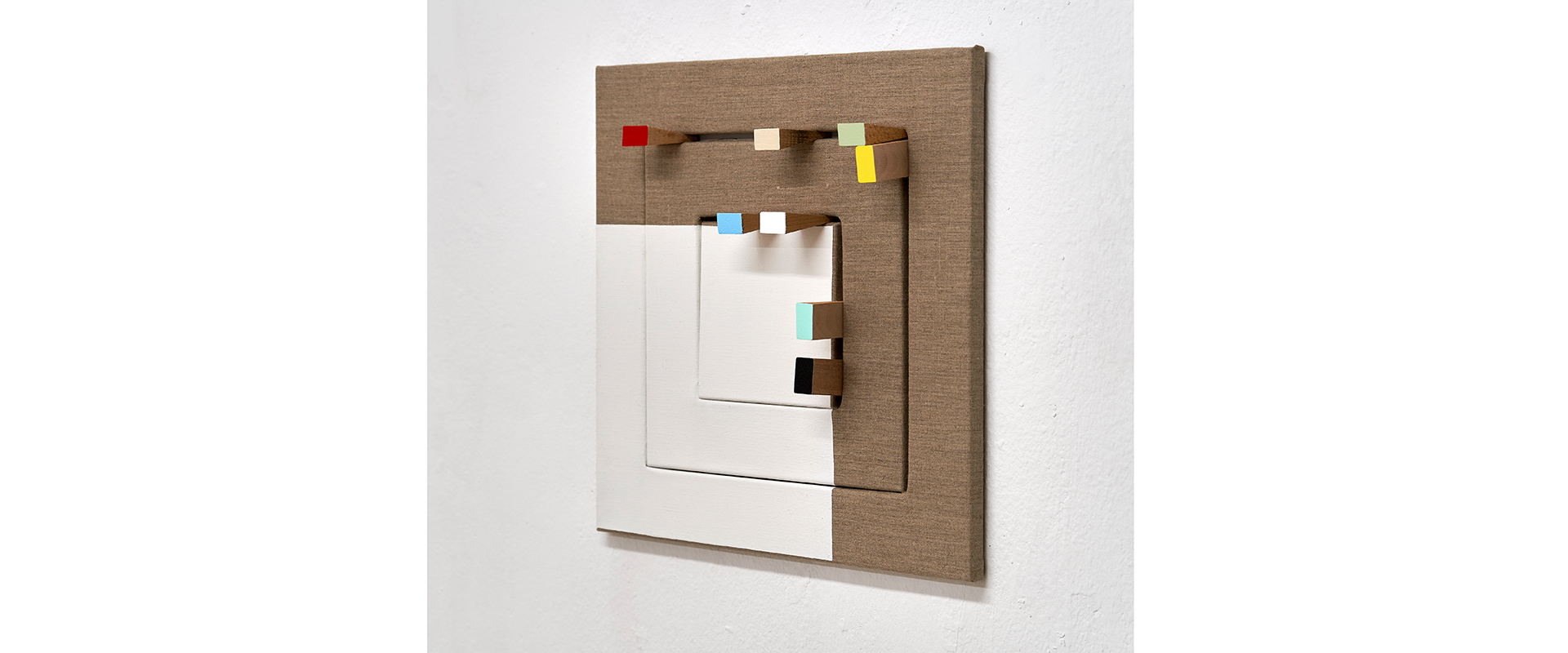 Marco Stanke, „Missing Link“ - 2023, Acryl, Leinen, Holzkeile, Keilrahmen, 60 x 60 x 8 cm
