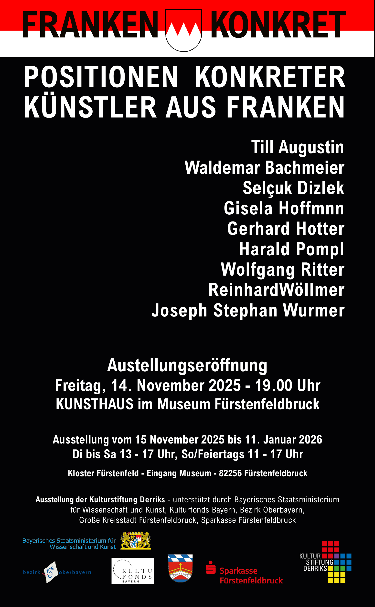 Einladungskarte FRANKEN KONKRET - KUNSTHAUS im Museum Fürstenfeldbruck, 2025